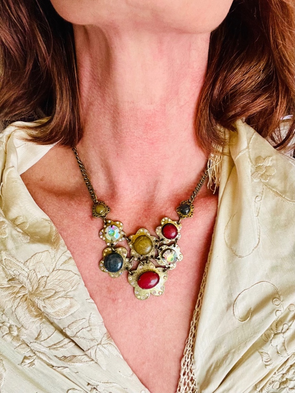 Liz Palacios SF "Victorian Revival" Floral Cluster Necklace